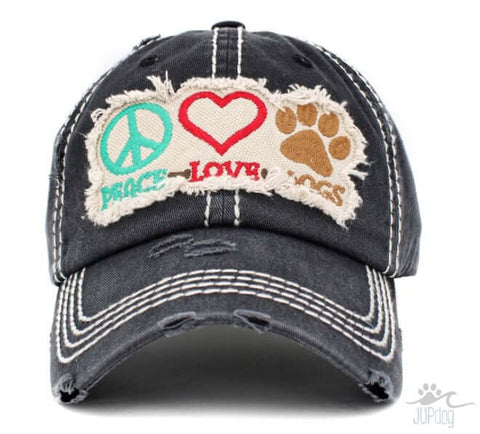 Peace Love Dogs Cap - Black