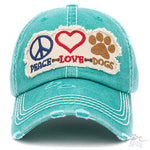 Peace Love Dogs Cap - Turquoise